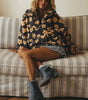 Pull chaud en polaire à motif floral pour femme
