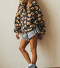 Pull chaud en polaire à motif floral pour femme
