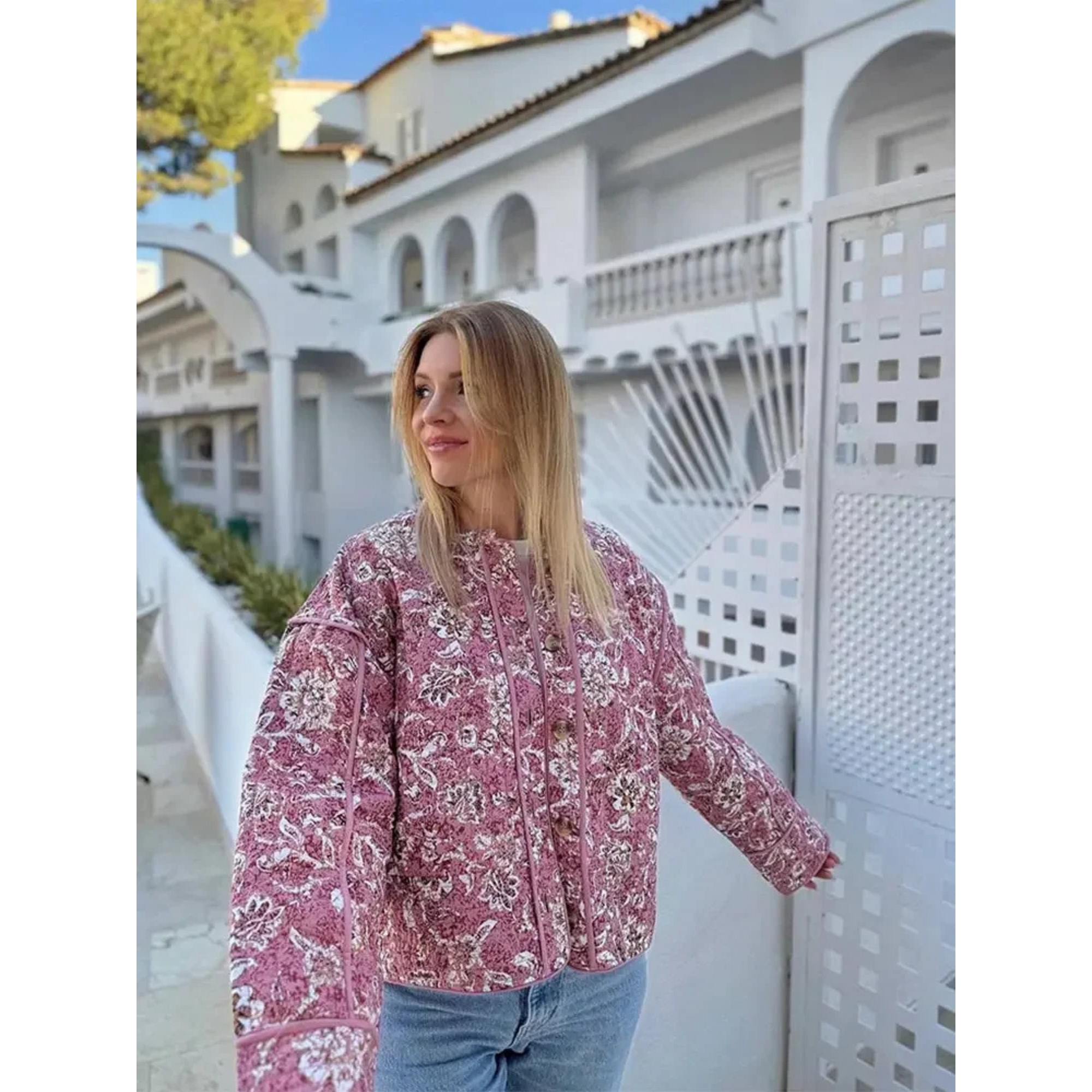 Giacca imbottita oversize floreale da donna