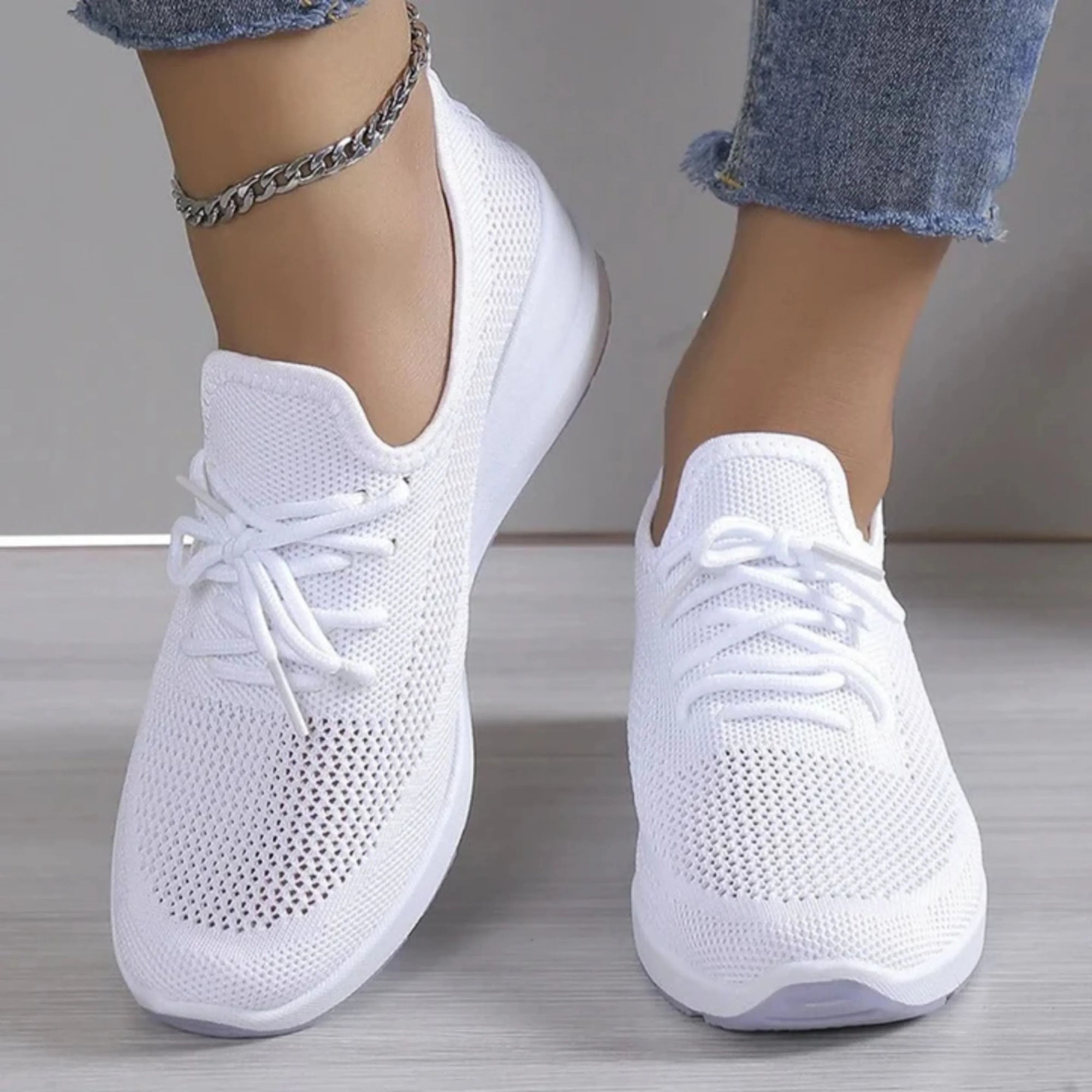 Zeppe traspiranti in maglia per donna