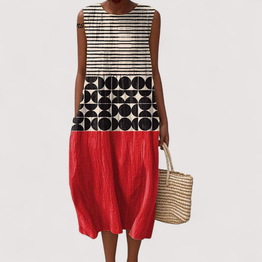Robe Midi Sans Manches Imprimée pour Femmes