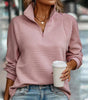 Maglione ampio con collo a zip e coste, maniche lunghe da donna  