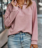 Maglione ampio con collo a zip e coste, maniche lunghe da donna  