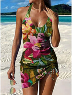 Tankini stampato grafico e pantaloncini per donna