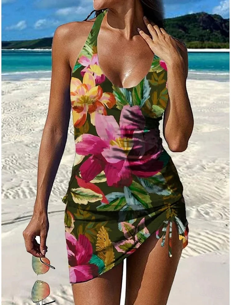 Tankini stampato grafico e pantaloncini per donna