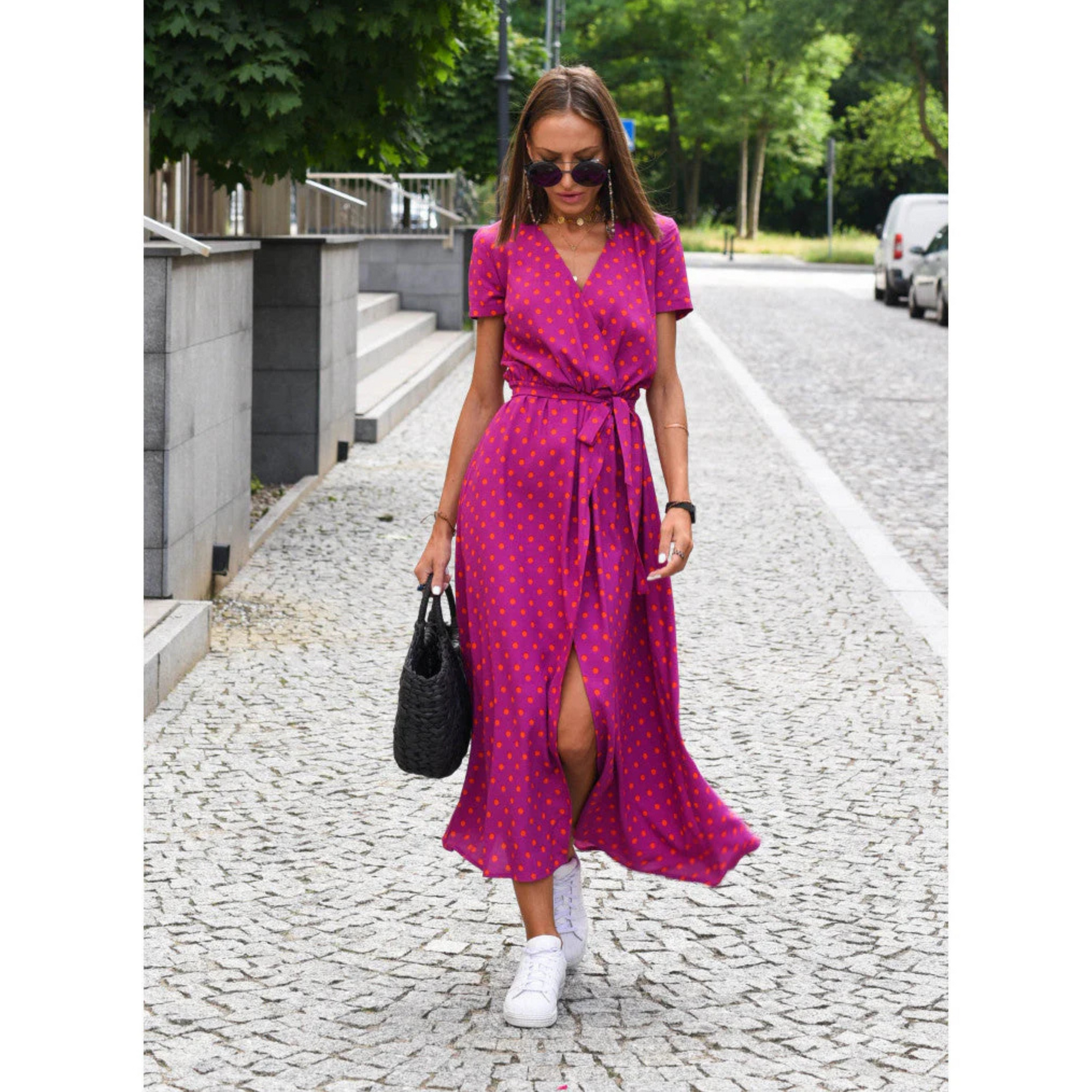 Vestito lungo con stampa floreale e taglio svasato da donna | Ideale per l'estate