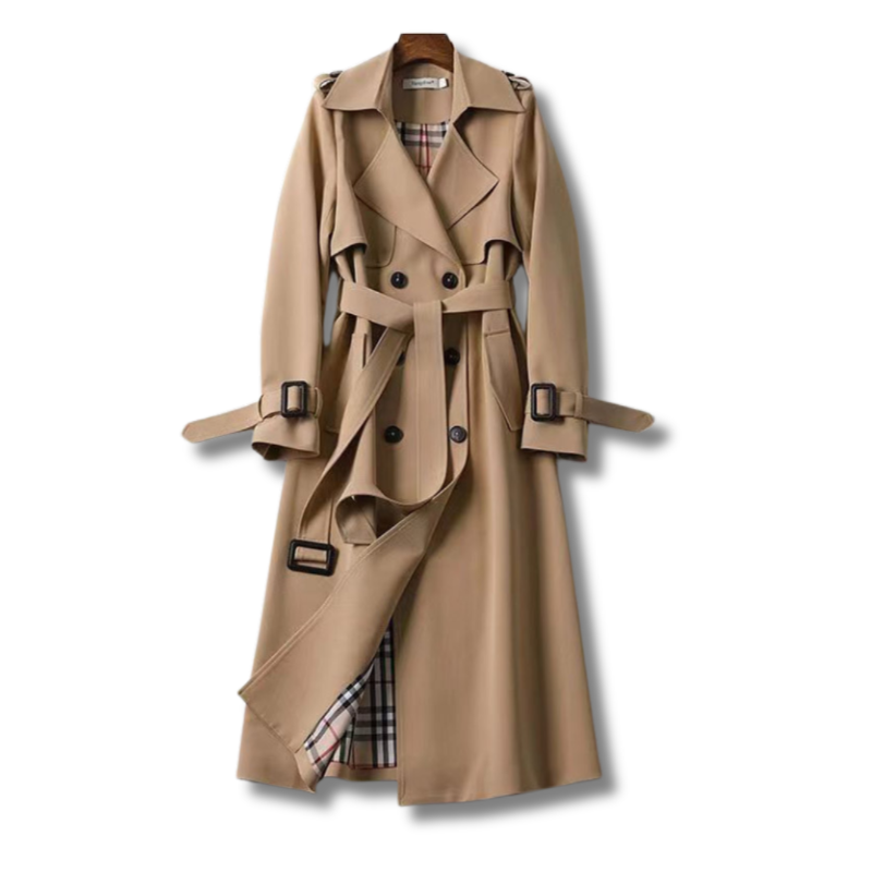 Trench coat lungo in cotone per donna