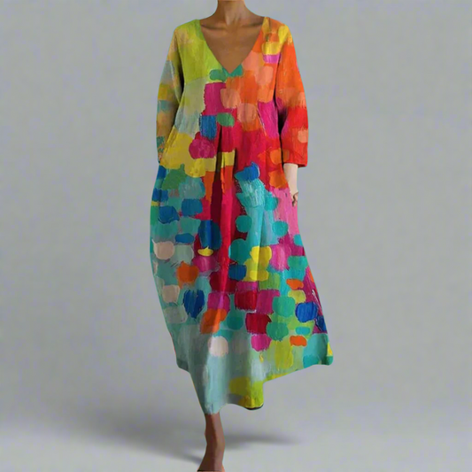 Robe mi-longue imprimée pour femmes