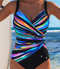 Costume da bagno stampato con scollo incrociato per donna