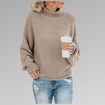 Maglione oversize in maglia con collo alto per donna