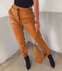 Pantaloni jogger a vita elastica in similpelle da donna  