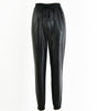 Pantaloni jogger a vita elastica in similpelle da donna  
