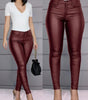 Pantaloni a vita alta in similpelle a taglio slim da donna  