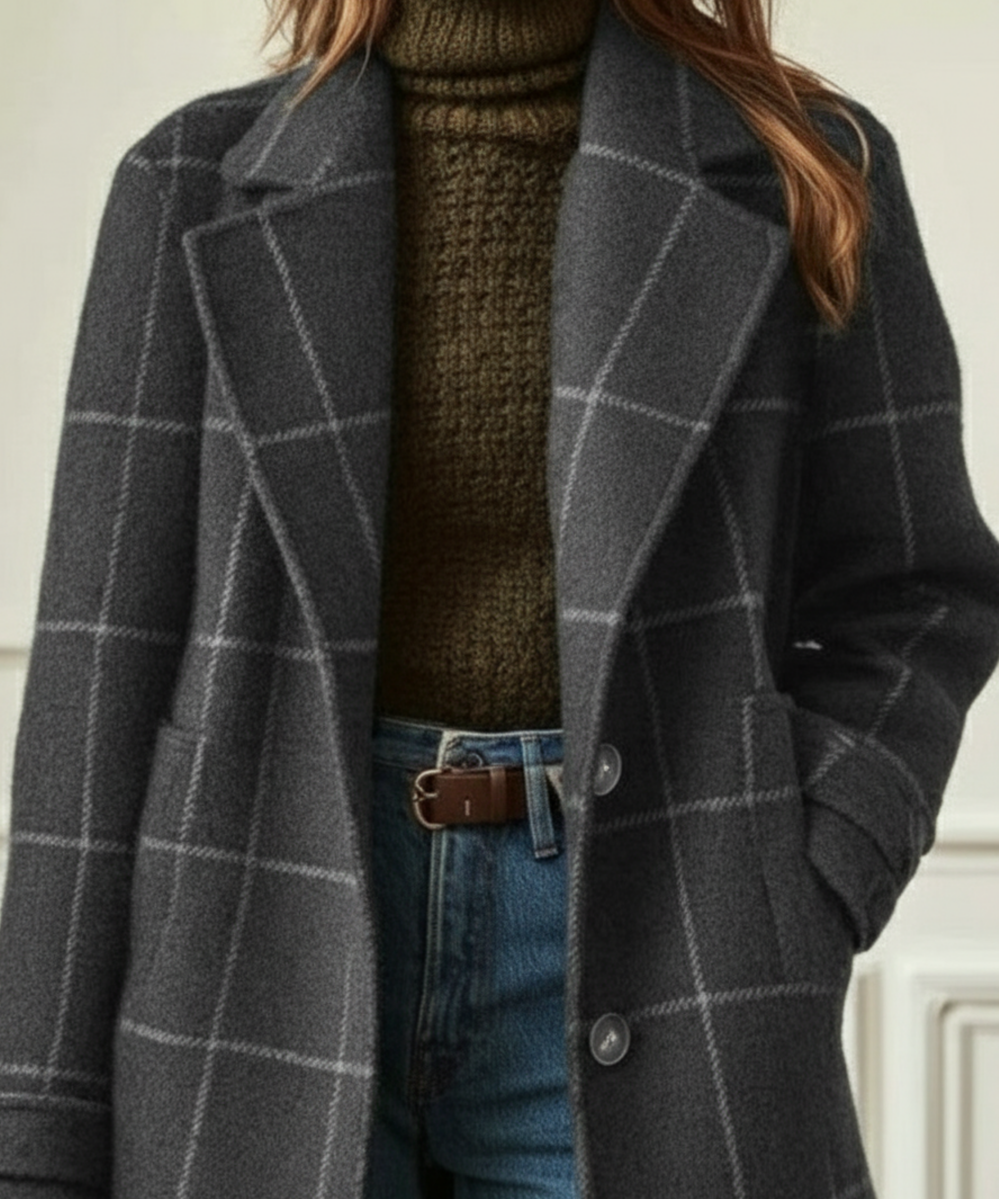 Cappotto a quadri in tessuto effetto lana da donna