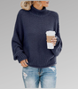 Maglione oversize in maglia con collo alto per donna