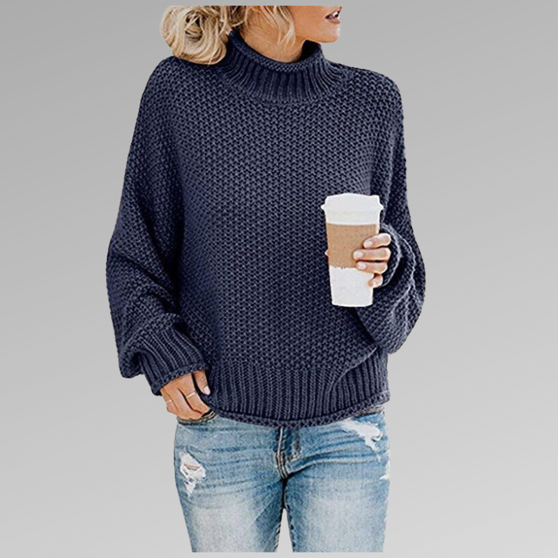 Maglione oversize in maglia con collo alto per donna