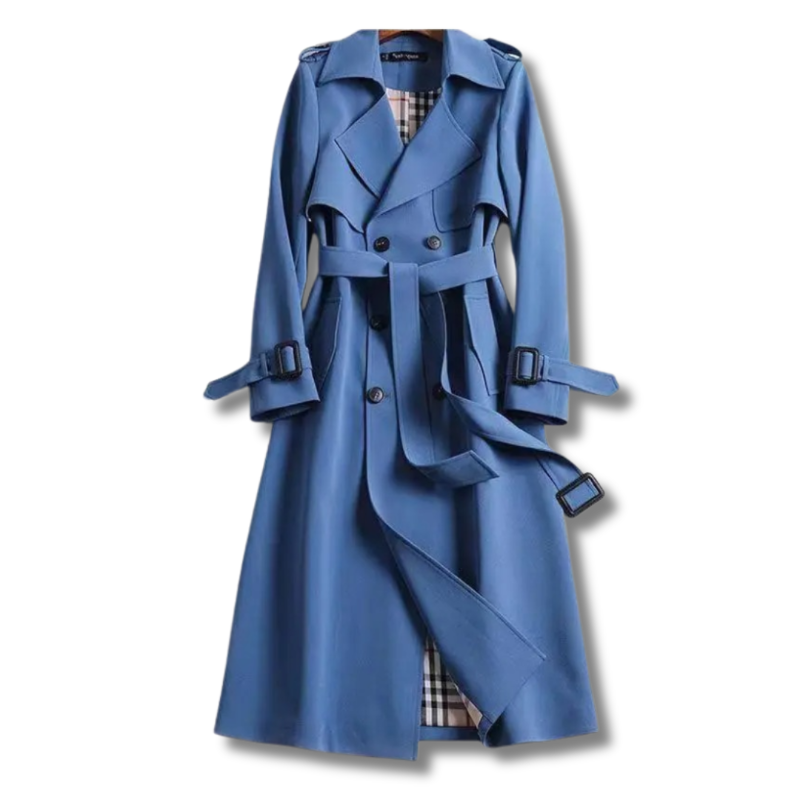 Trench coat lungo in cotone per donna
