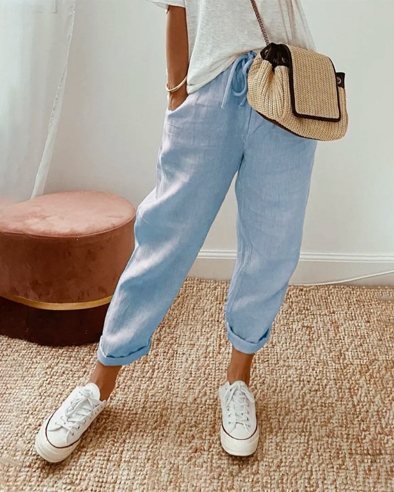 Pantaloni casual in lino da donna | Ideali per tutti i giorni