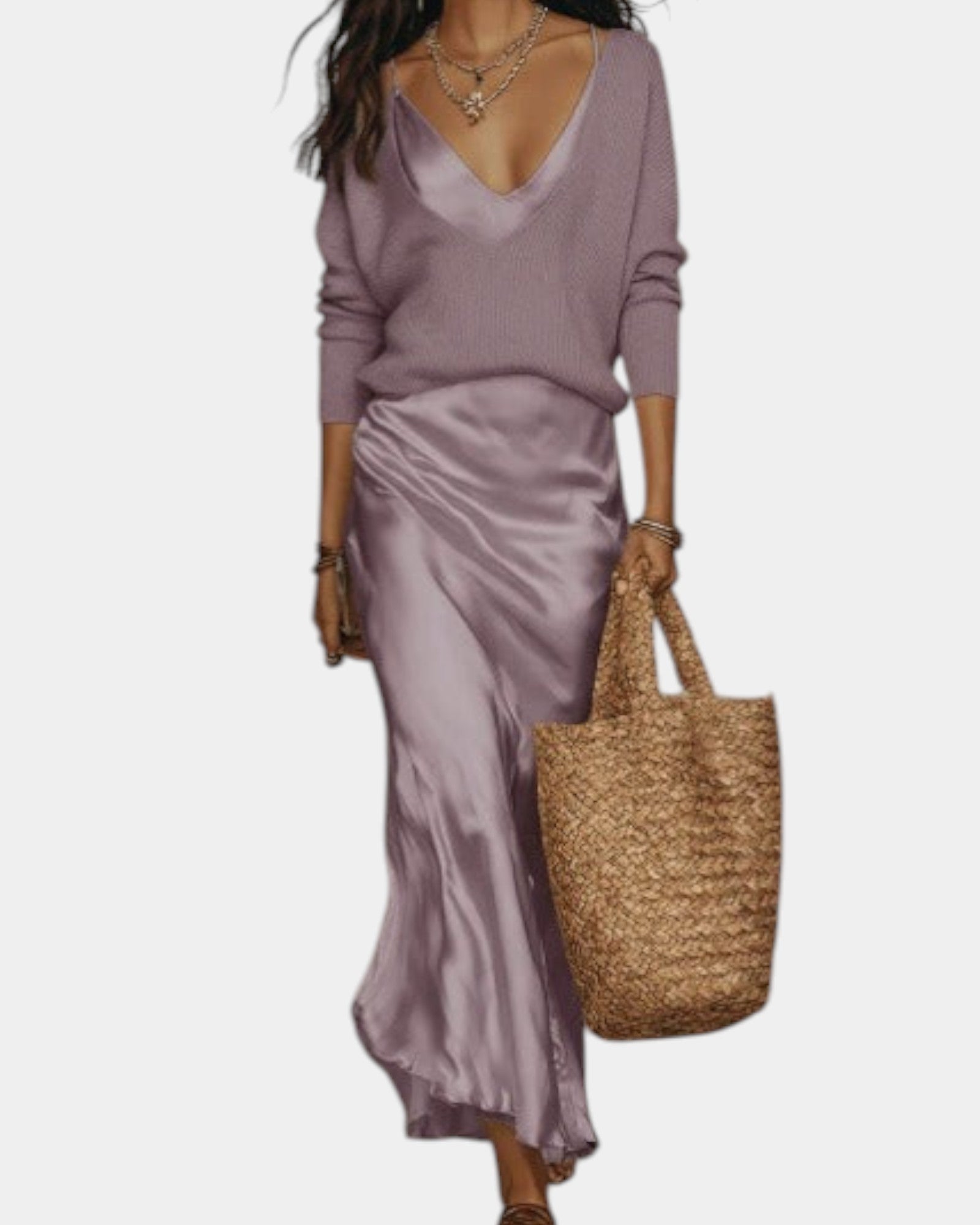 Completo maglione e vestito in raso per donna | Ideale per tutti i giorni