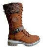 Stivaletto alto con lacci in similpelle per donna
