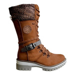 Stivaletto alto con lacci in similpelle per donna