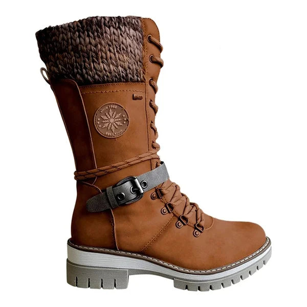 Stivaletto alto con lacci in similpelle per donna