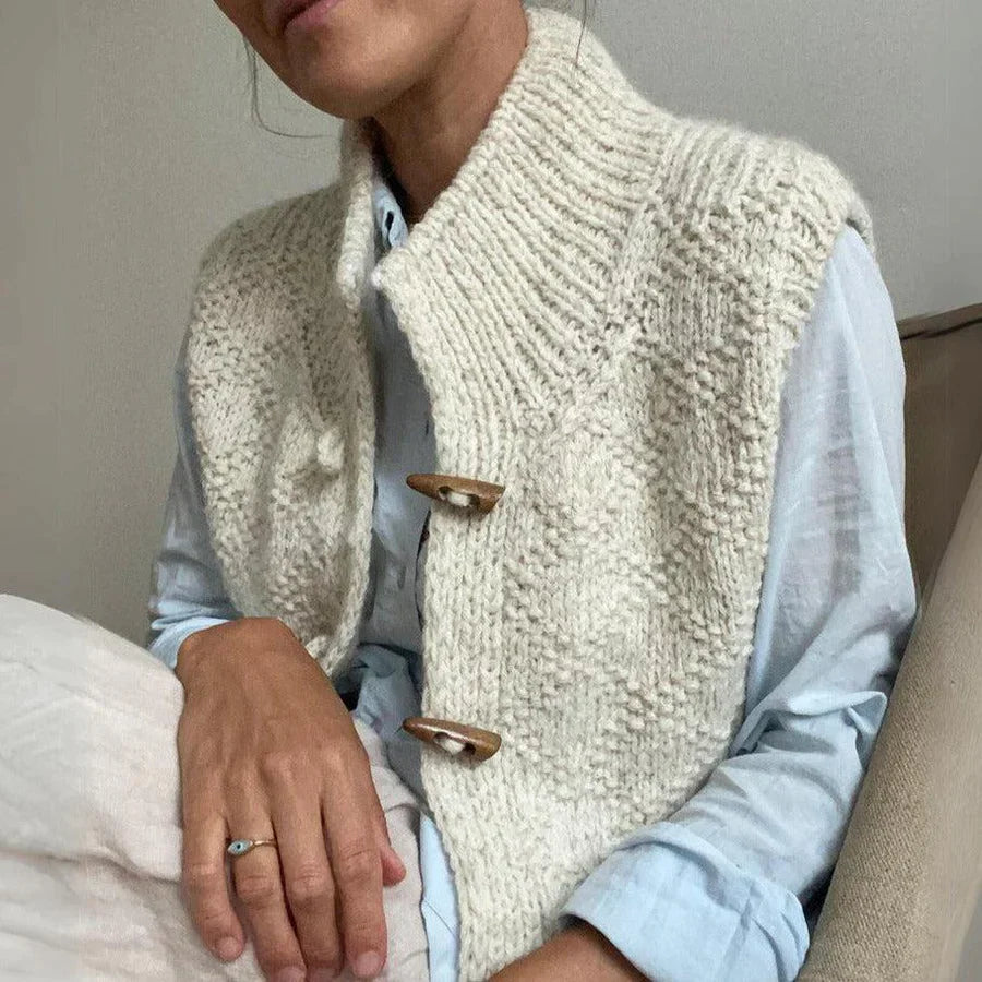 Gilet senza maniche con collo alto in maglia per donna
