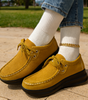 Mocassino Confort con Lacci e Suola Platform in Camoscio per Donna