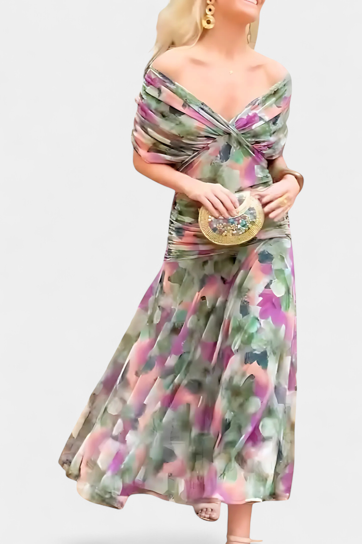 Robe Élégante Vert Foncé Col V Profond