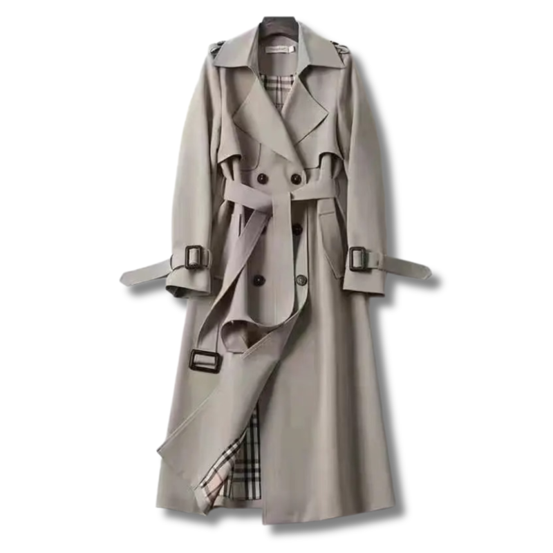 Trench coat lungo in cotone per donna