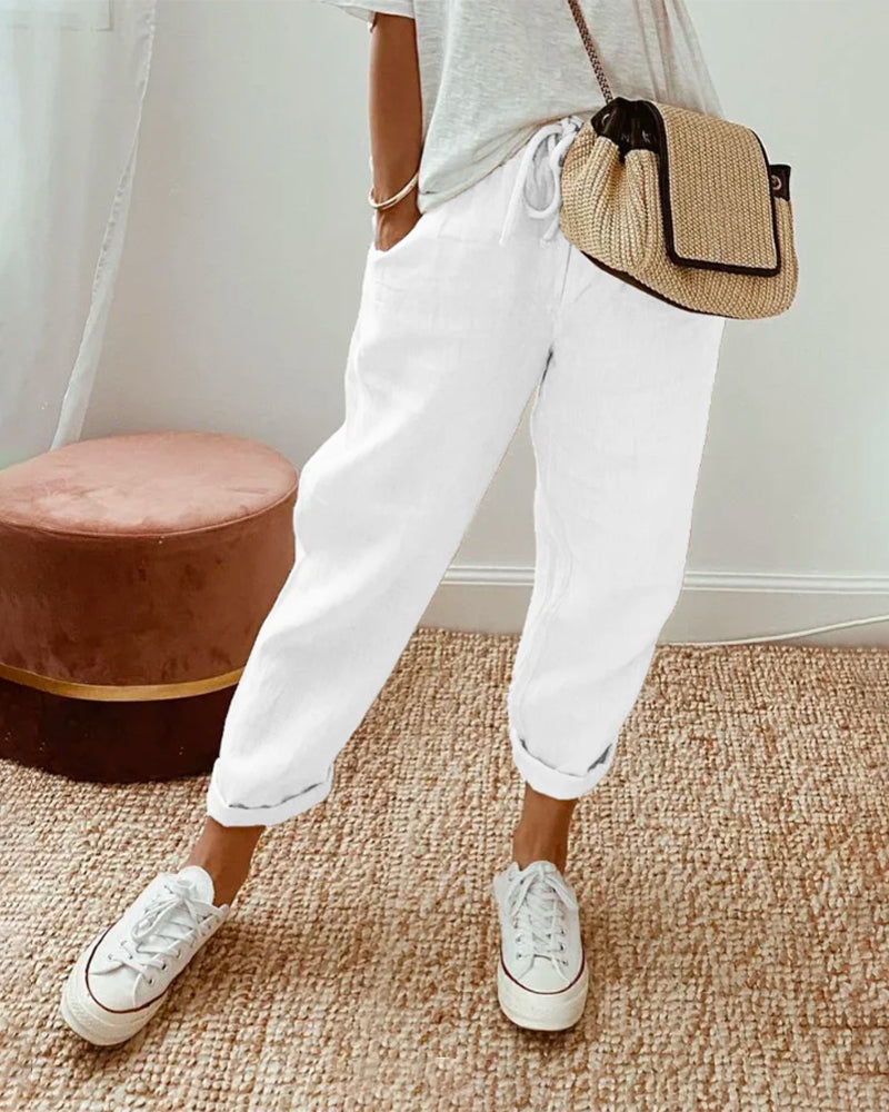 Pantaloni casual in lino da donna | Ideali per tutti i giorni