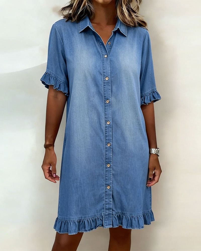 Vestito in denim con bottoni da donna | Ideale per tutti i giorni