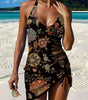 Tankini stampato grafico e pantaloncini per donna