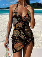 Tankini stampato grafico e pantaloncini per donna