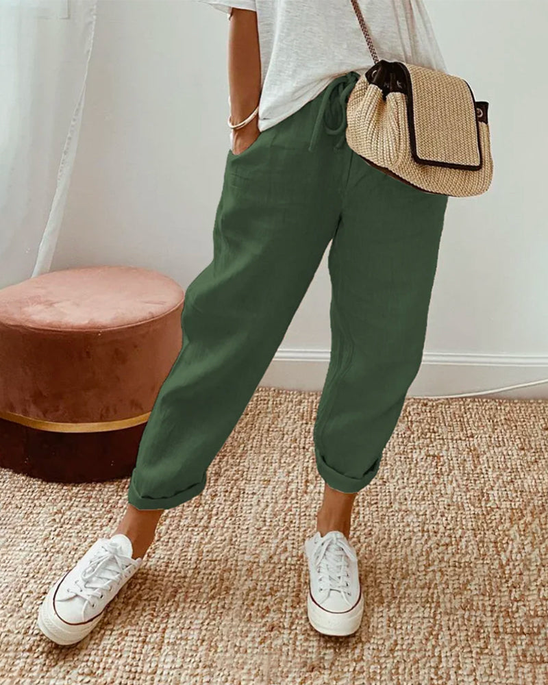 Pantaloni casual in lino da donna | Ideali per tutti i giorni