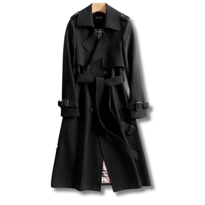 Trench coat lungo in cotone per donna