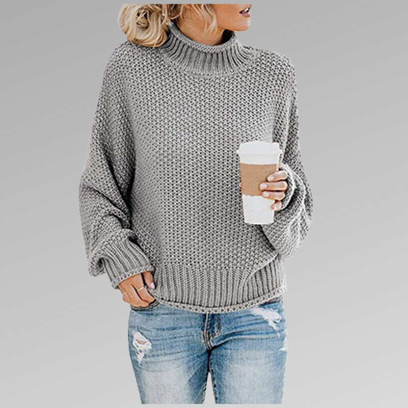 Maglione oversize in maglia con collo alto per donna
