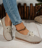 Mocassino Confort con Lacci Decorativi in Similpelle per Donna