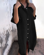 Robe Chemise Décontractée en Coton et Lin pour Femmes