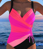 Costume da bagno stampato con scollo incrociato per donna