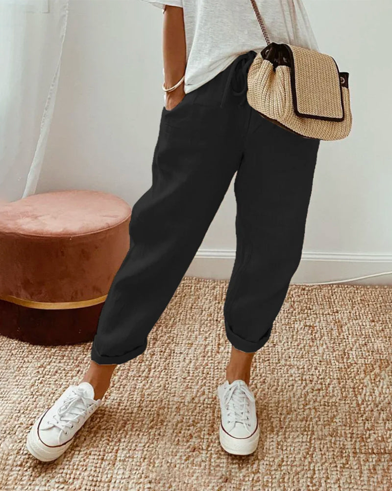 Pantaloni casual in lino da donna | Ideali per tutti i giorni