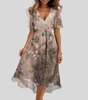 Robe Midi Évasée Col V pour Femmes