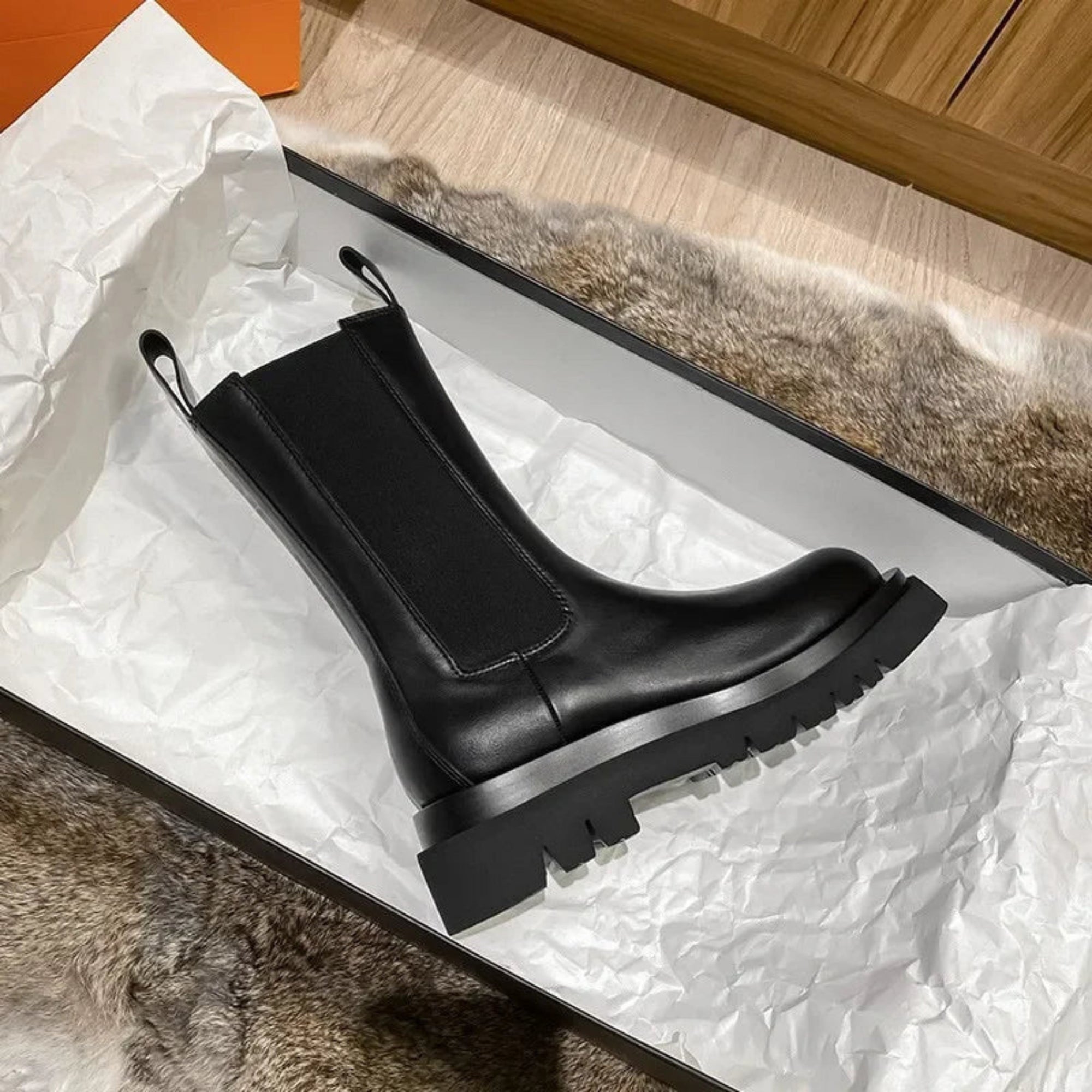 Stivaletti Chelsea con suola piatta in similpelle per donna
