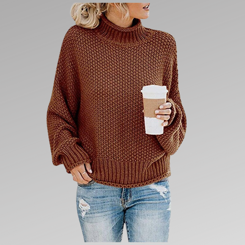 Maglione oversize in maglia con collo alto per donna