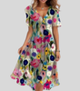 Robe Midi Évasée Col V pour Femmes