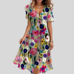 Robe Midi Évasée Col V pour Femmes