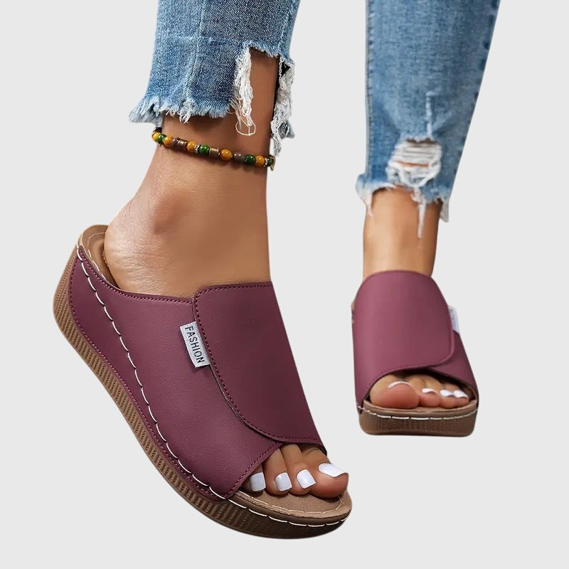 Sandales Confort Ouvertes à Semelle Compensée pour Femmes