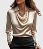 Camicia in raso classica con scollo drappeggiato da donna | Ideale per l'ufficio