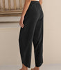 Pantaloni fluidi a vita alta con elastico in vita per donna