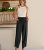 Pantaloni fluidi a vita alta con elastico in vita per donna